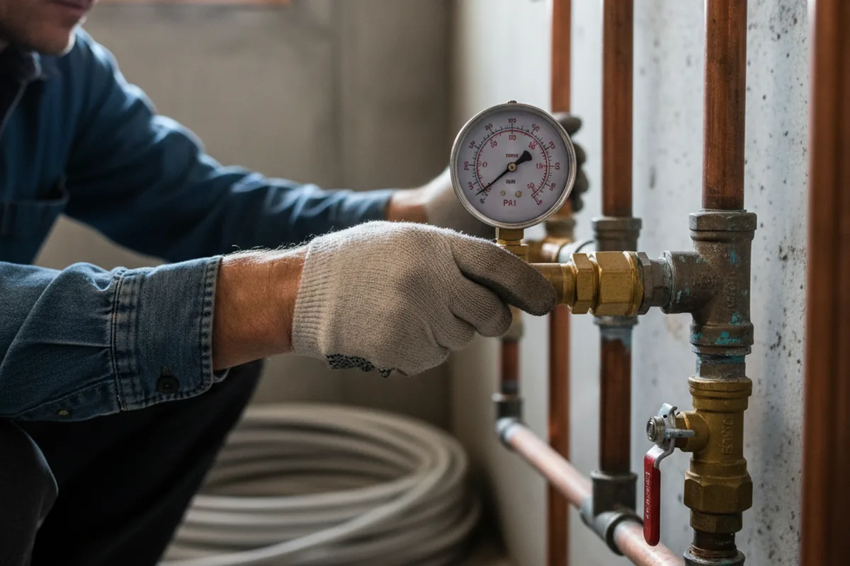 Pressure testing a repaired line during Water Line Repair in Escondido